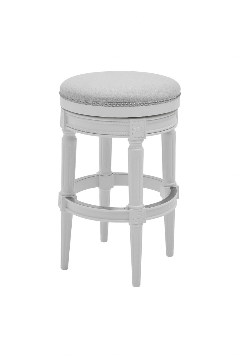 26" Gray Solid Wood Backless Bar Height Swivel Bar Chair Homeroots Living Room