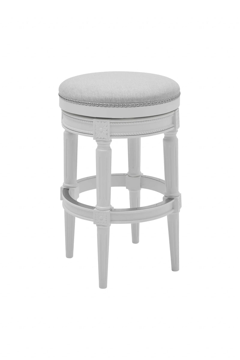 26" Gray Solid Wood Backless Bar Height Swivel Bar Chair Homeroots Living Room