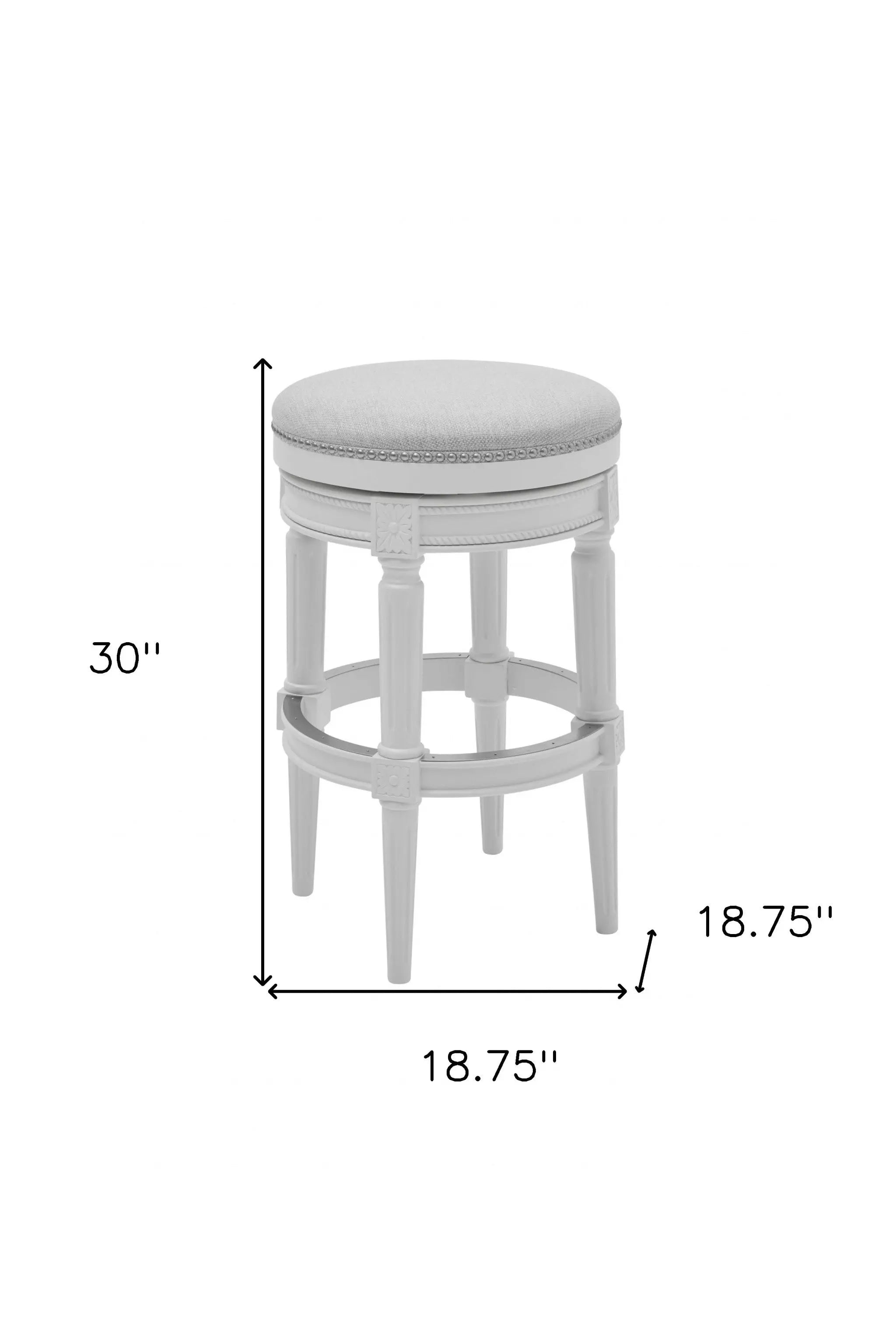 26" Gray Solid Wood Backless Bar Height Swivel Bar Chair Homeroots Living Room