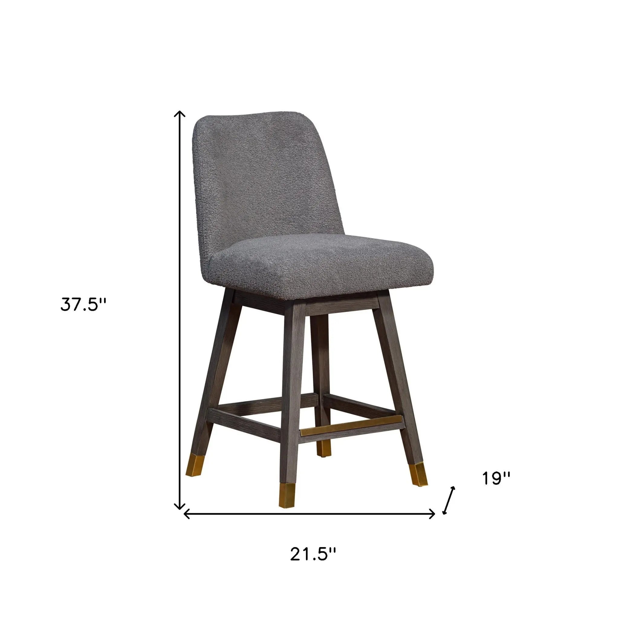 26" Gray Solid Wood Swivel Bar Chair Homeroots Living Room