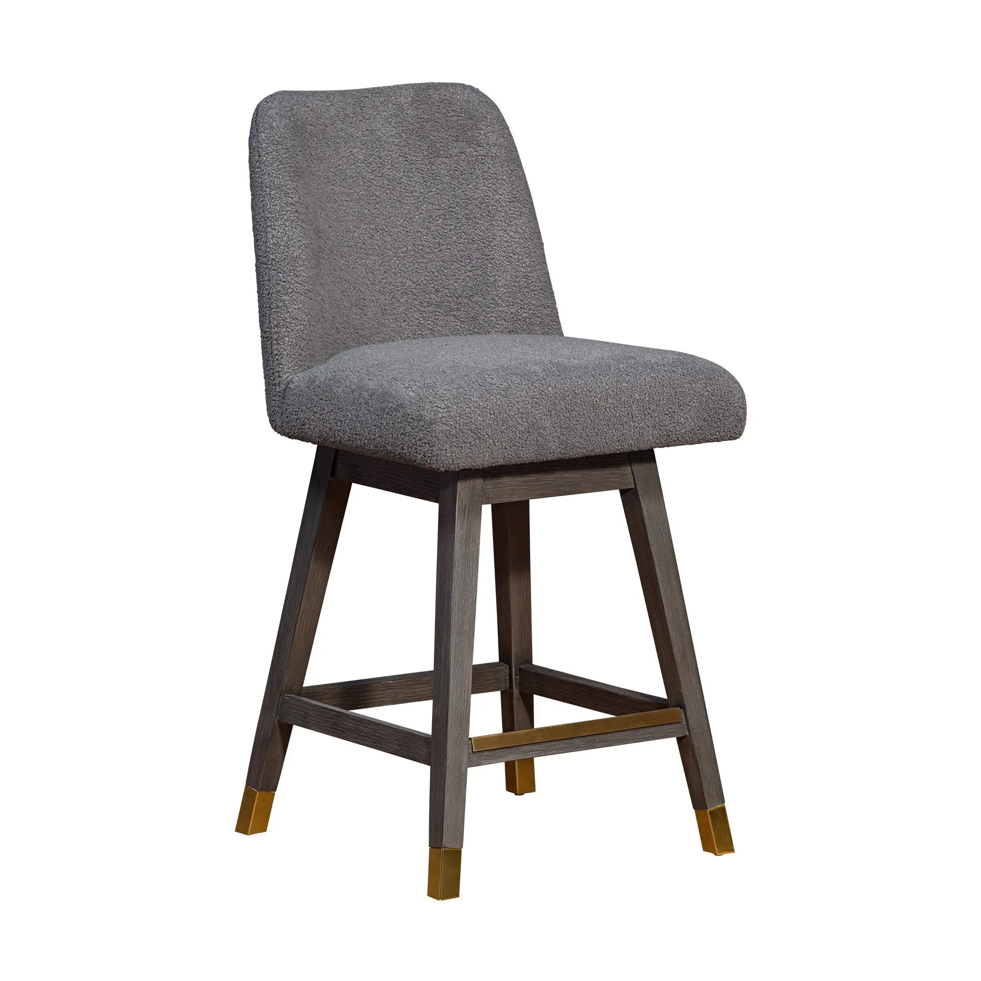 26" Gray Solid Wood Swivel Bar Chair Homeroots Living Room