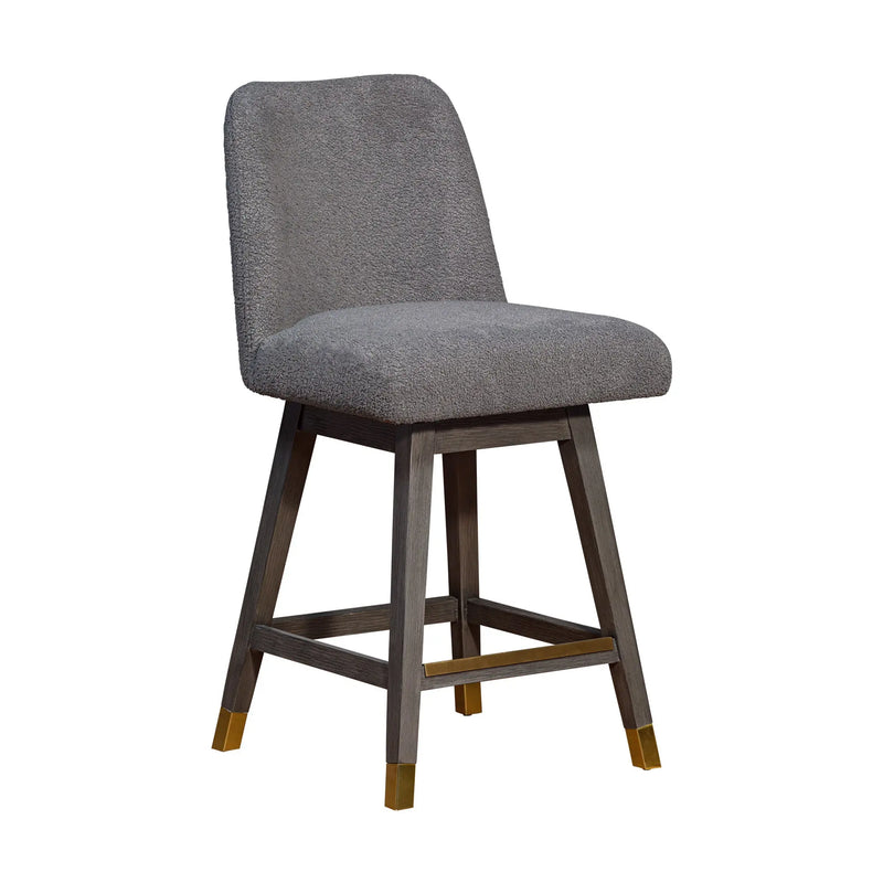 26" Gray Solid Wood Swivel Bar Chair Homeroots Living Room