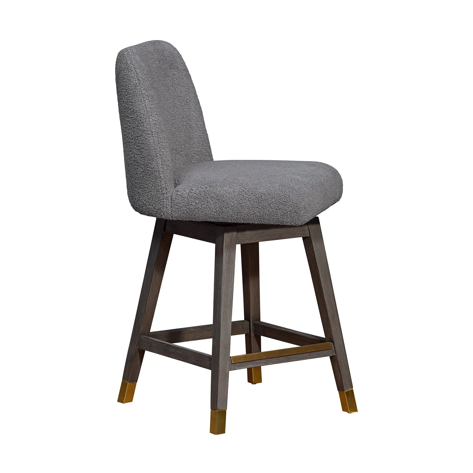 26" Gray Solid Wood Swivel Bar Chair Homeroots Living Room
