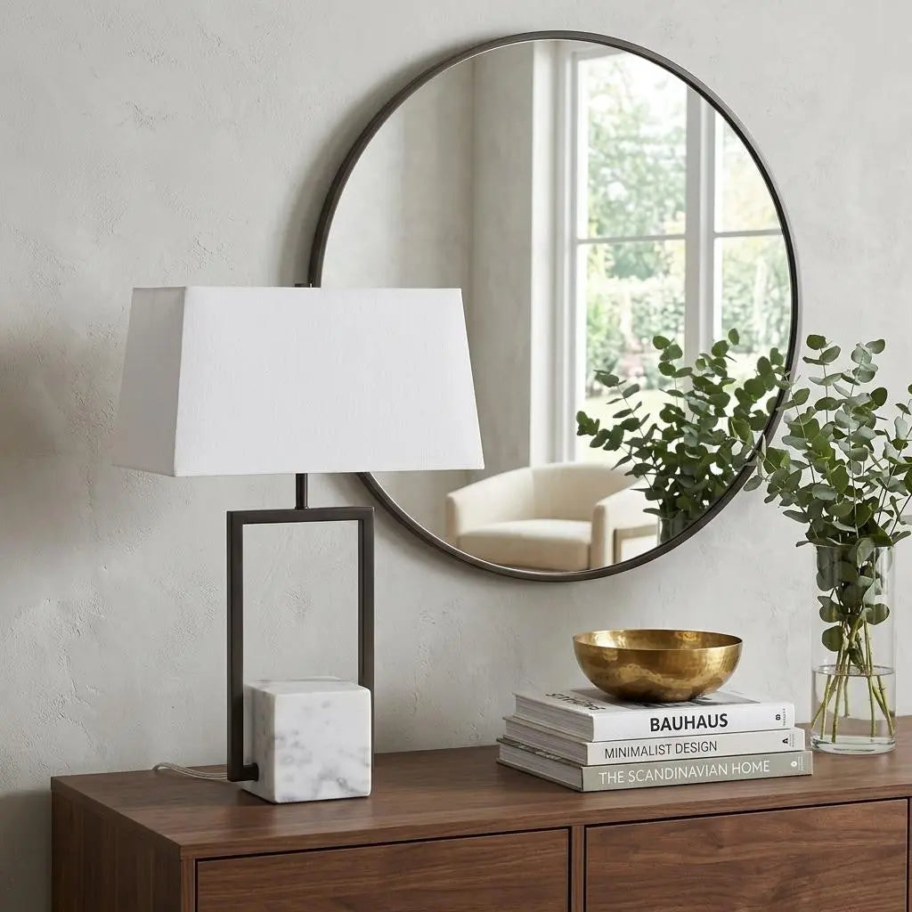 26" Gray Square Bedside Lamp With Shade Homeroots Lighting