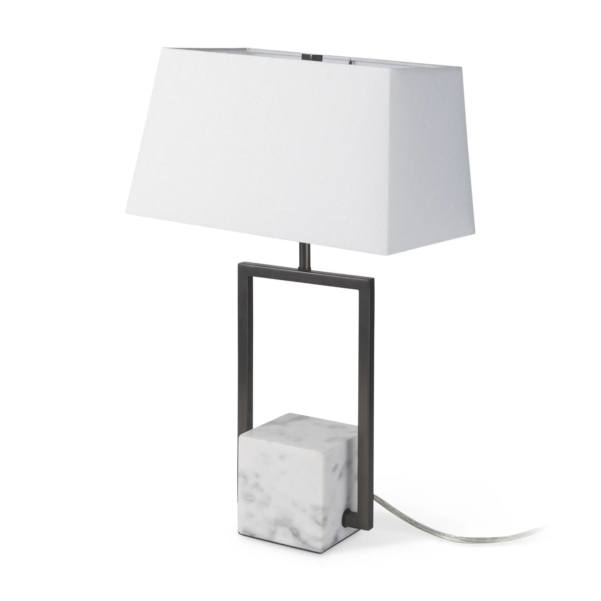 26" Gray Square Bedside Lamp With Shade Homeroots Lighting