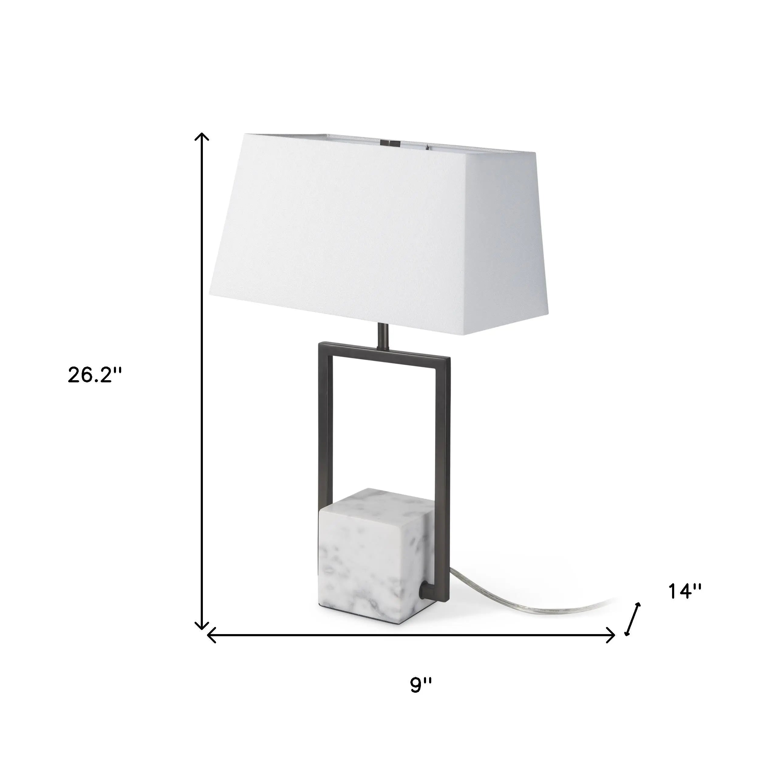 26" Gray Square Bedside Lamp With Shade Homeroots Lighting