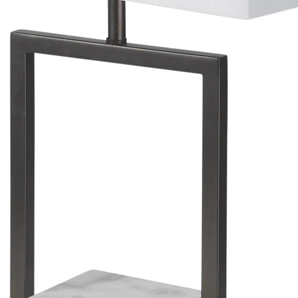26" Gray Square Bedside Lamp With Shade Homeroots Lighting