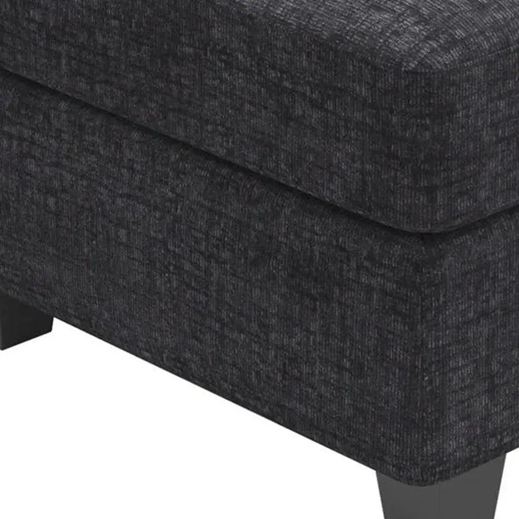 26" Gray and Black Chenille Storage Ottoman Homeroots Living Room