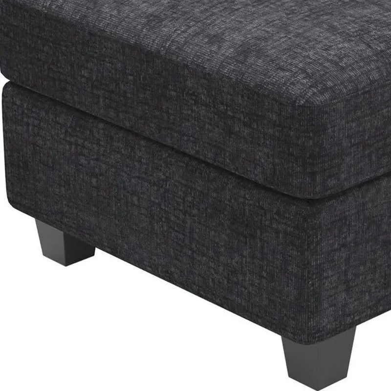 26" Gray and Black Chenille Storage Ottoman Homeroots Living Room