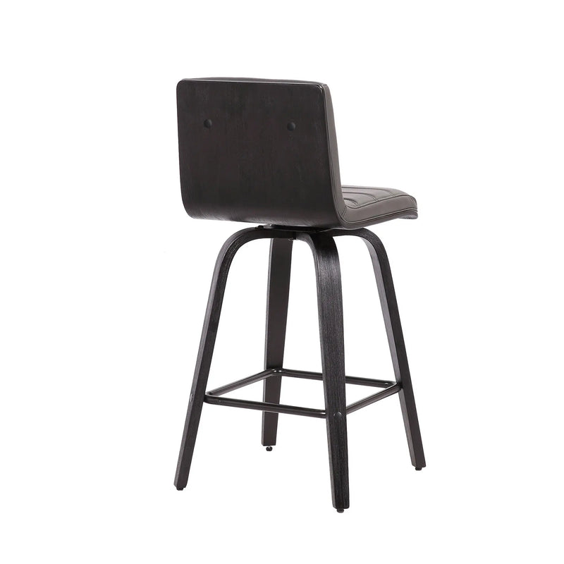 26" Gray and Black Fabric and Iron Low Back Counter Height Swivel Bar Chair - GreatEagleInc
