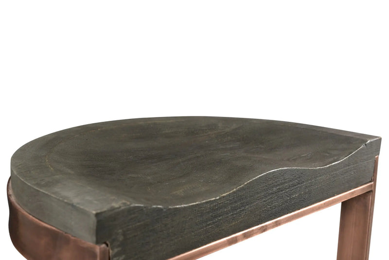 26" Gray and Copper Solid Wood and Iron Backless Counter Height Bar Chair Homeroots Living Room