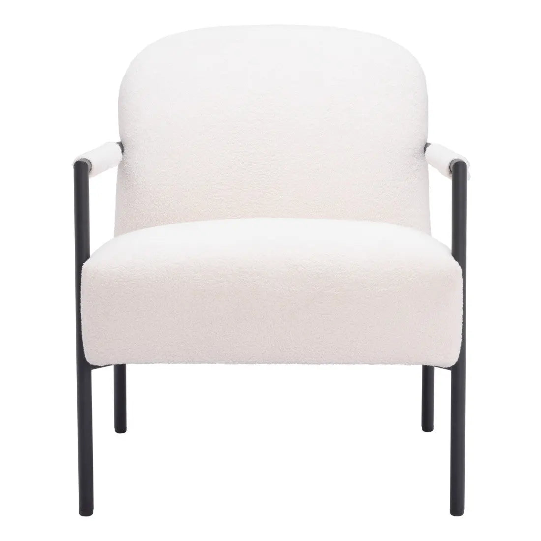 26" Ivory And Black Faux Shearling And Upholstered Arm Chair Homeroots Living Room