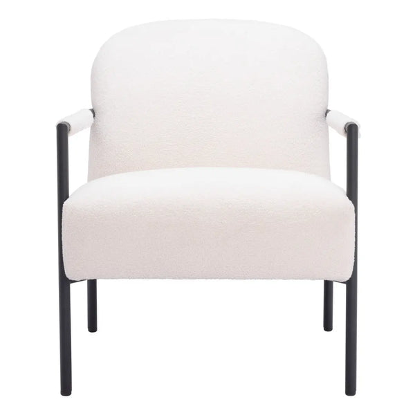 26" Ivory And Black Faux Shearling And Upholstered Arm Chair Homeroots Living Room