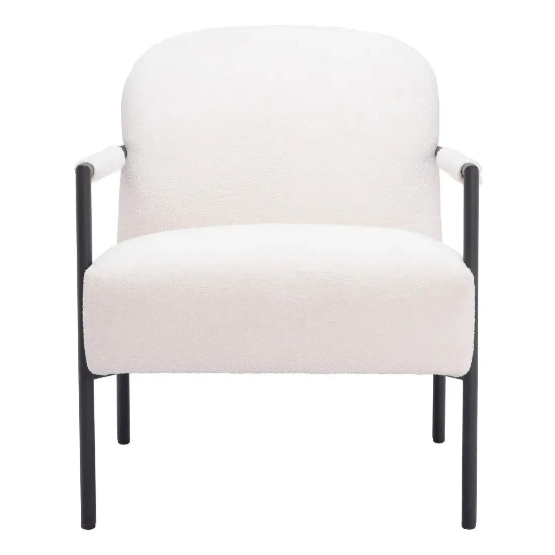 26" Ivory And Black Faux Shearling And Upholstered Arm Chair Homeroots Living Room