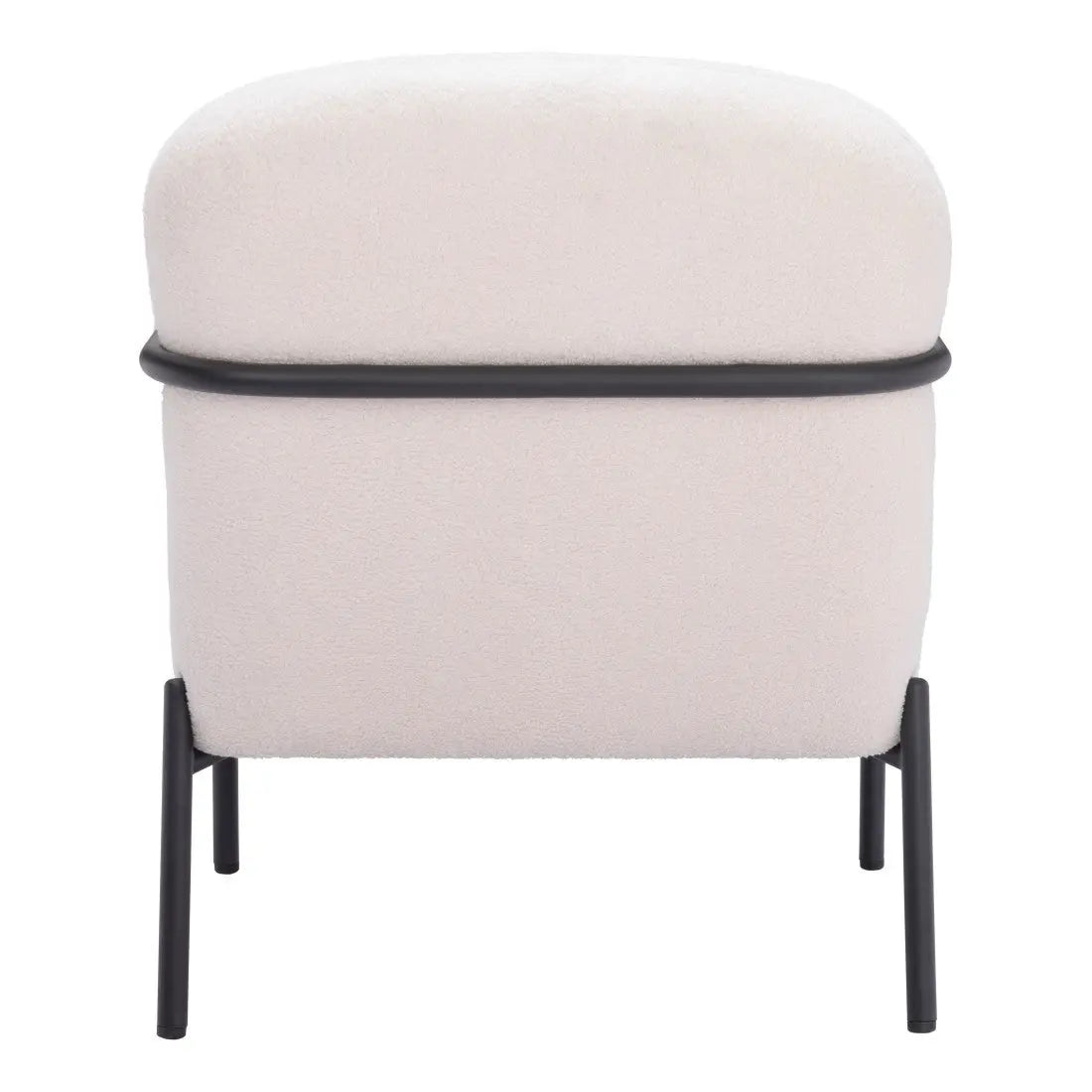 26" Ivory And Black Faux Shearling And Upholstered Arm Chair Homeroots Living Room