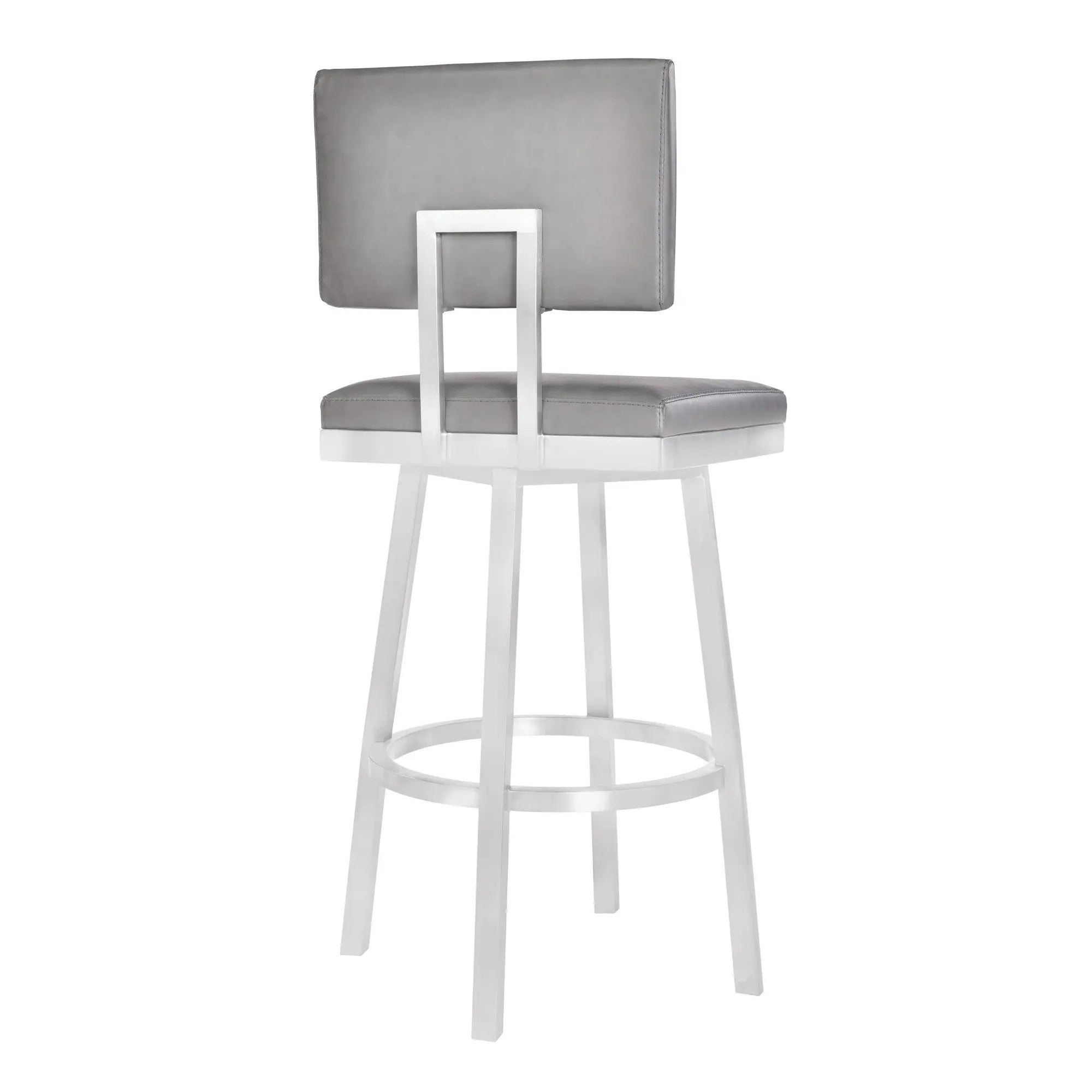 26" Light Gray And Silver Iron Swivel Counter Height Bar Chair - GreatEagleInc