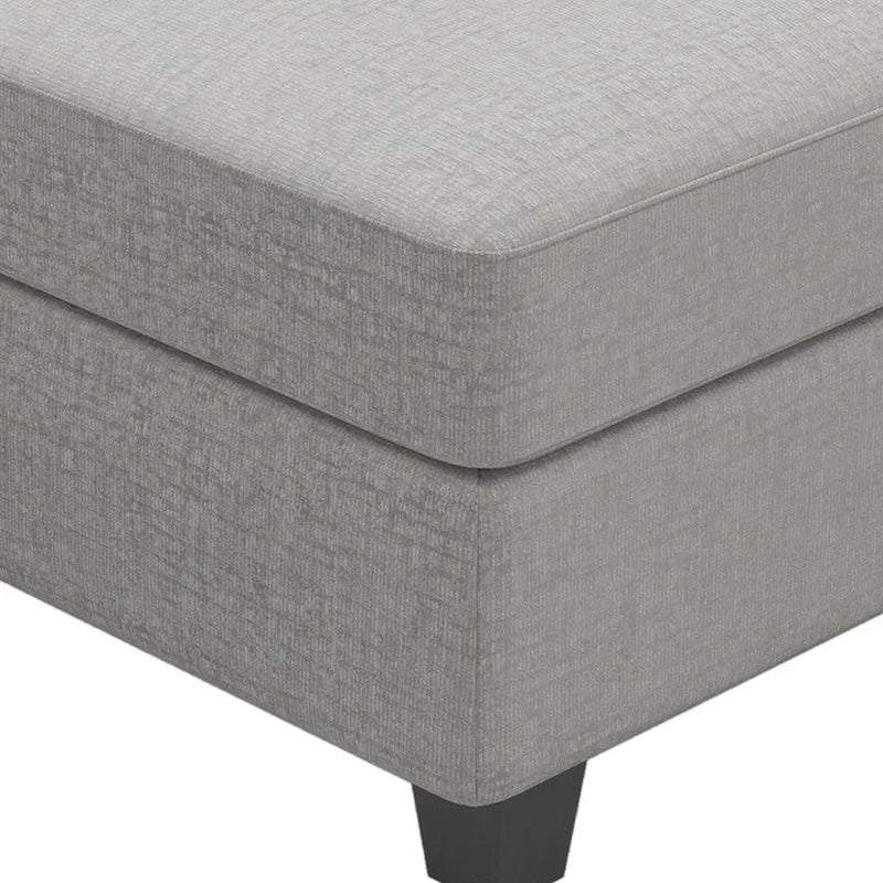 26" Light Gray and Black Chenille Storage Ottoman Homeroots Living Room