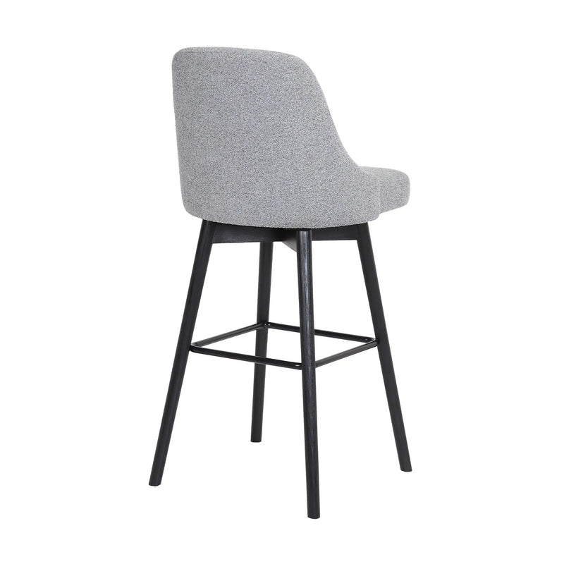 26" Light Gray and Black Fabric with Solid Wood Swivel Counter Height Bar Chair Homeroots Living Room