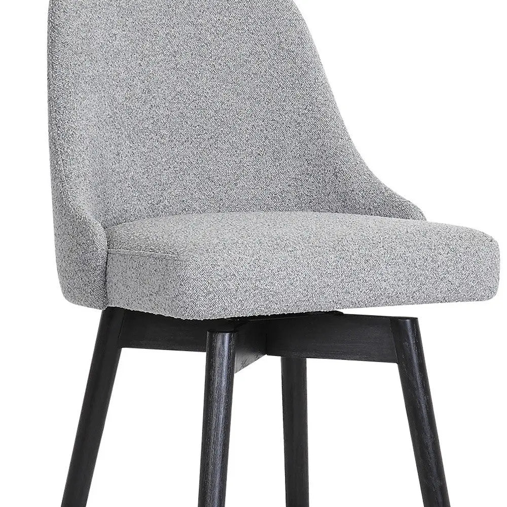 26" Light Gray and Black Fabric with Solid Wood Swivel Counter Height Bar Chair Homeroots Living Room
