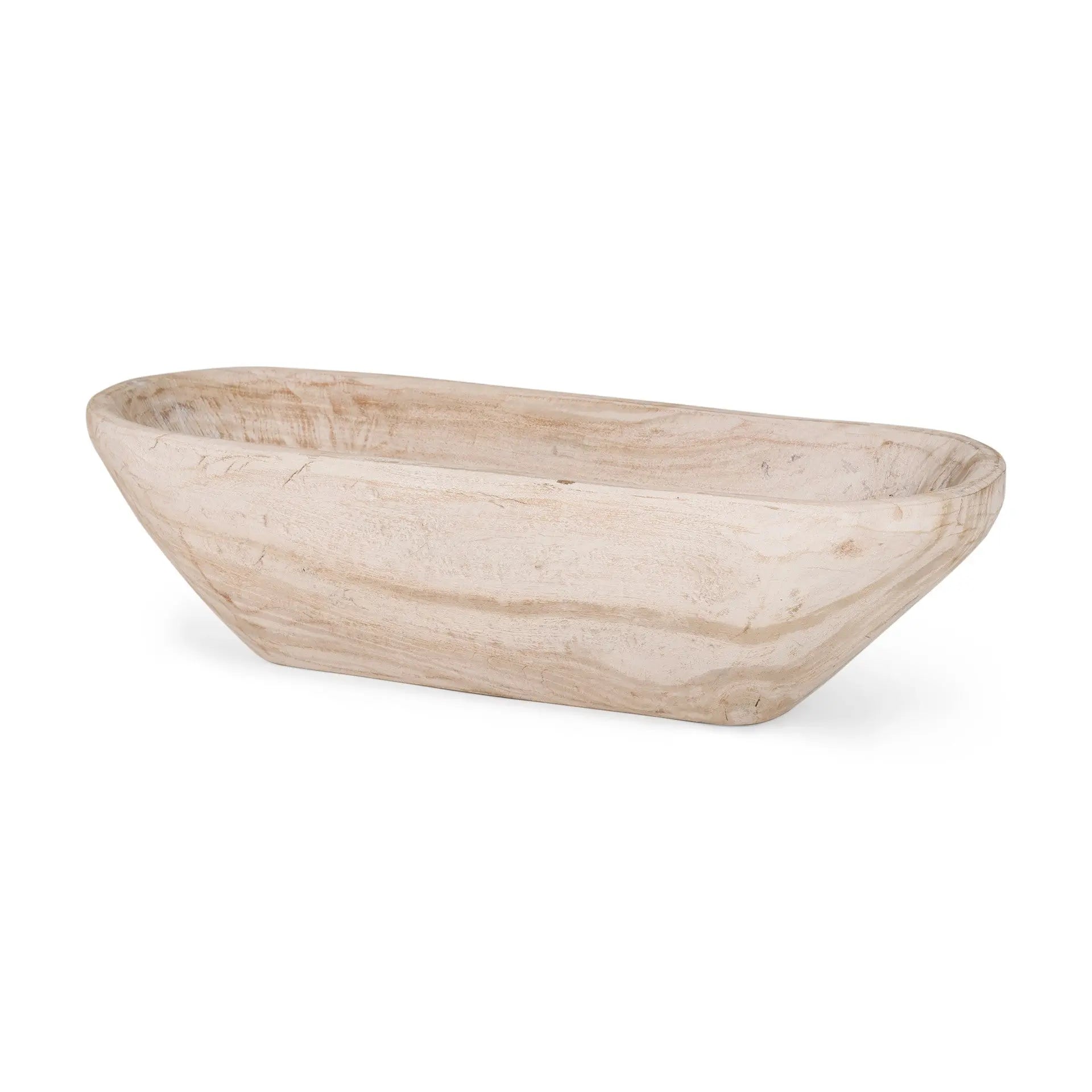 26" Natural Solid Wood Oval Centerpiece Bowl Homeroots Kitchen & Dining