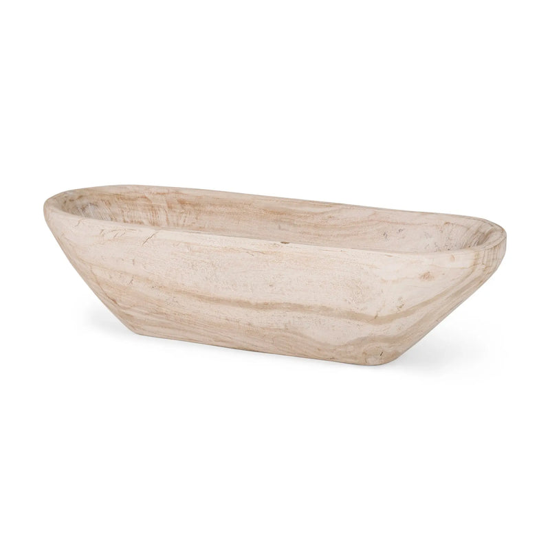 26" Natural Solid Wood Oval Centerpiece Bowl Homeroots Kitchen & Dining
