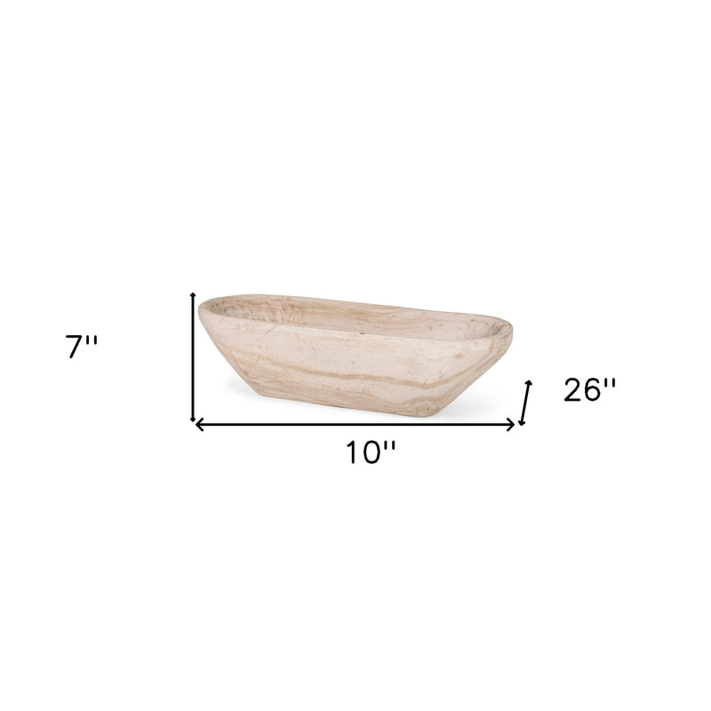 26" Natural Solid Wood Oval Centerpiece Bowl Homeroots Kitchen & Dining