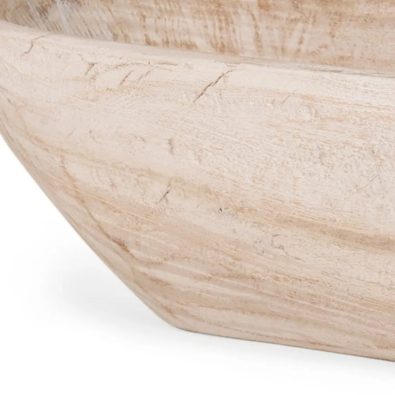 26" Natural Solid Wood Oval Centerpiece Bowl Homeroots Kitchen & Dining