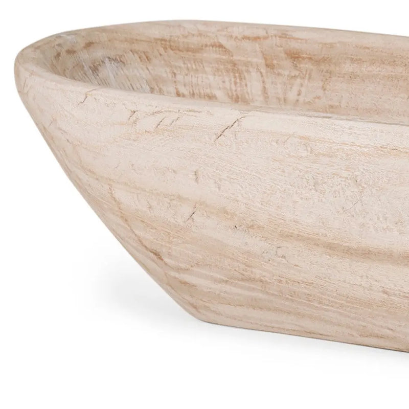 26" Natural Solid Wood Oval Centerpiece Bowl Homeroots Kitchen & Dining