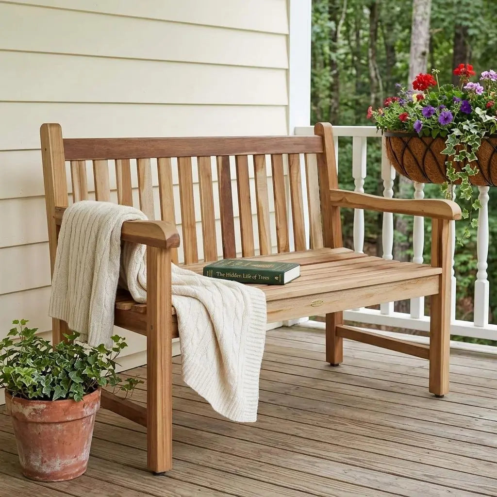 26" Natural Teak Solid Wood Garden Bench Homeroots Outdoor