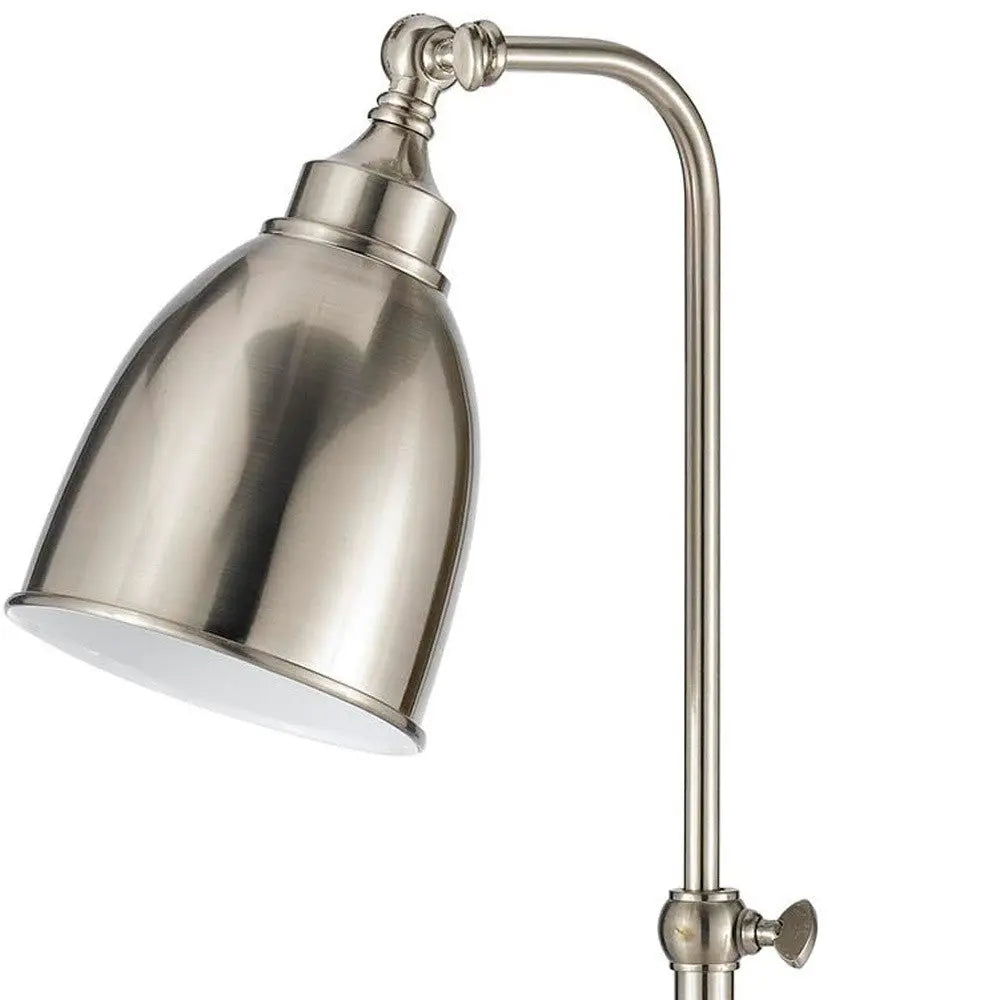 26" Nickel Metal Adjustable Table Lamp With Nickel Dome Shade - GreatEagleInc