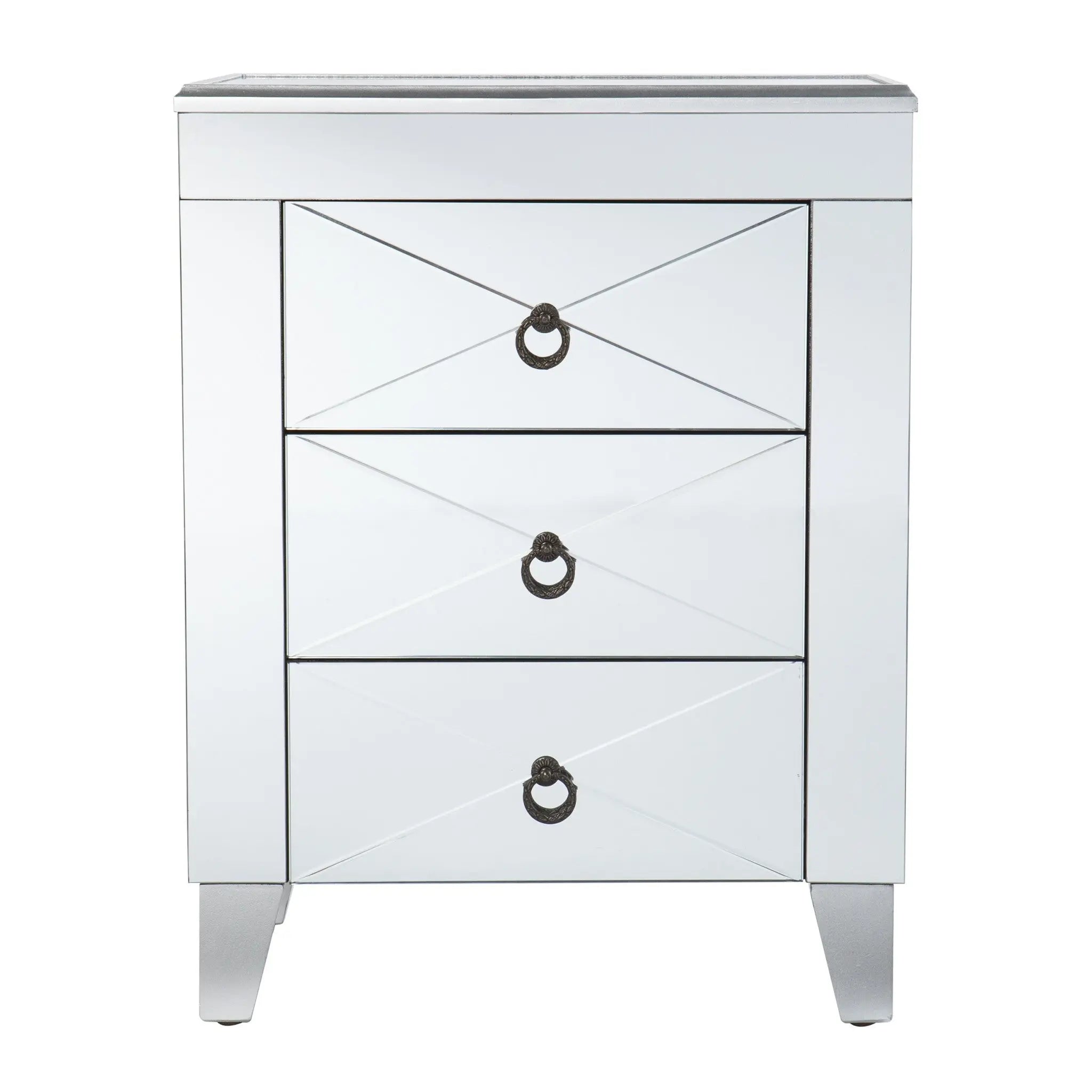 26" Silver End Table With Three Drawers Homeroots Living Room