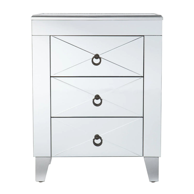26" Silver End Table With Three Drawers Homeroots Living Room