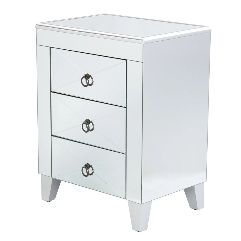 26" Silver End Table With Three Drawers Homeroots Living Room
