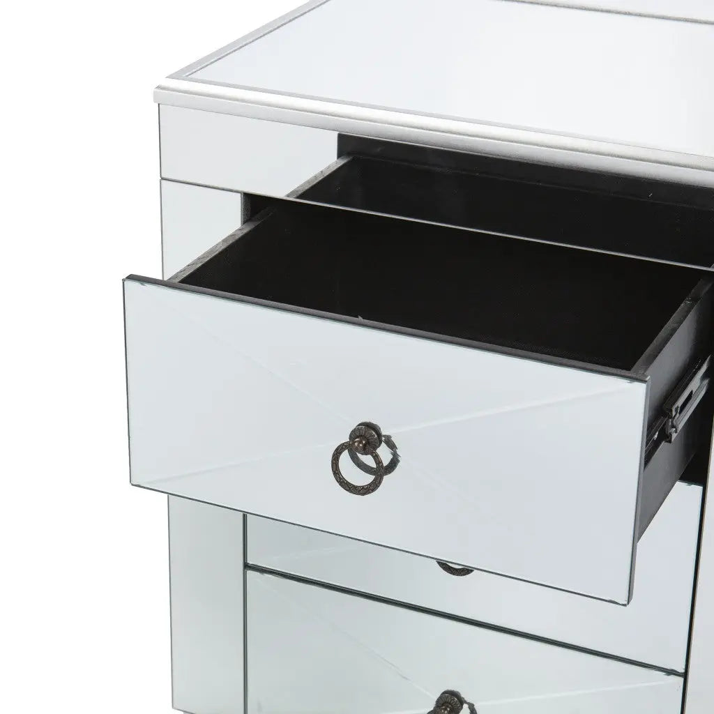26" Silver End Table With Three Drawers Homeroots Living Room