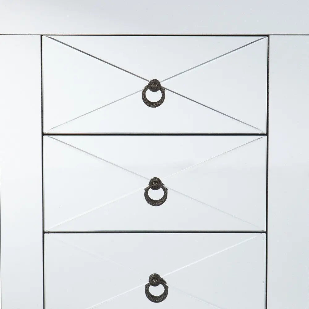 26" Silver End Table With Three Drawers Homeroots Living Room