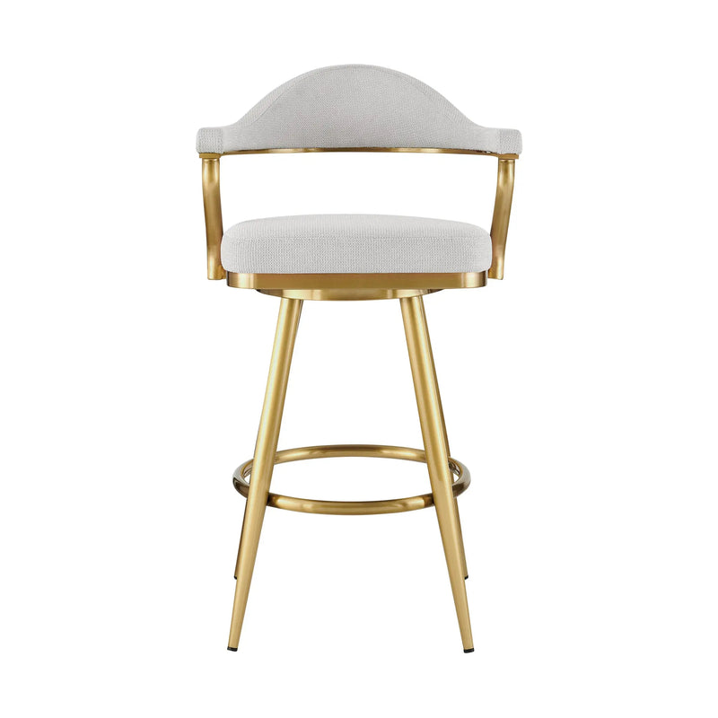 26" Silver and Gold Fabric and Stainless Steel Counter Height Swivel Bar Chair Homeroots Living Room