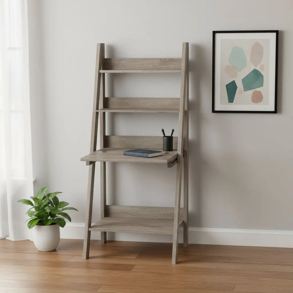 26" Taupe Wood Ladder Desk Homeroots Office