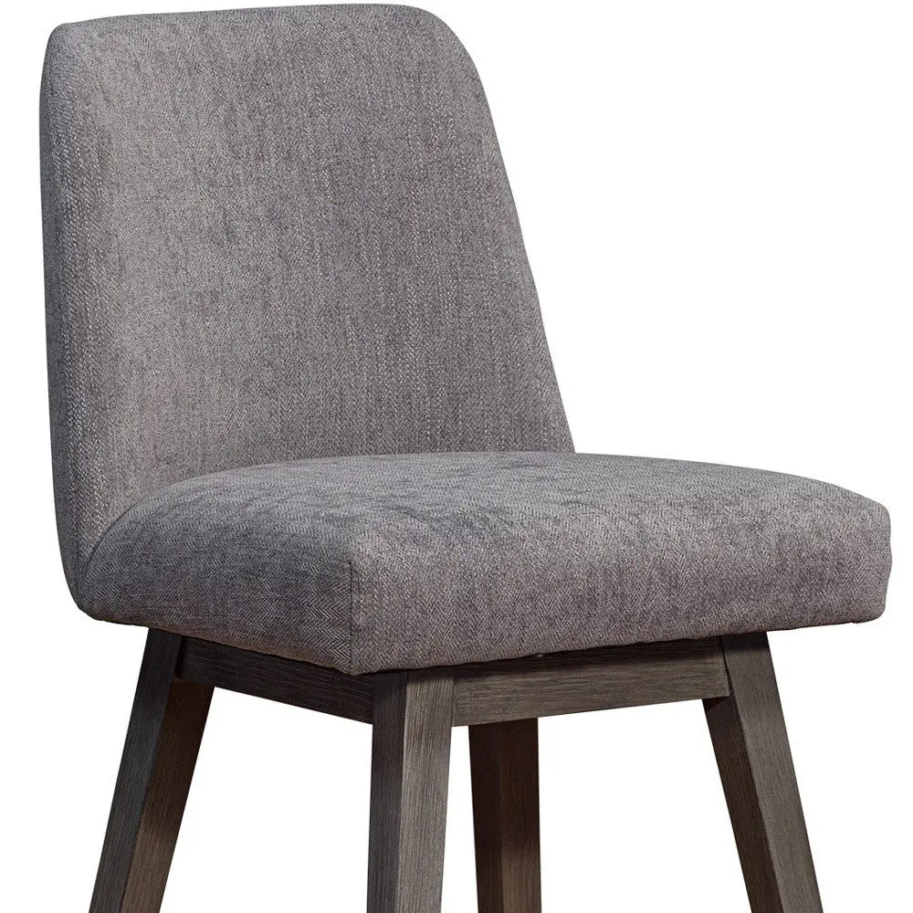 26" Taupe and Gray Solid Wood Counter Height Swivel Bar Chair Homeroots Living Room