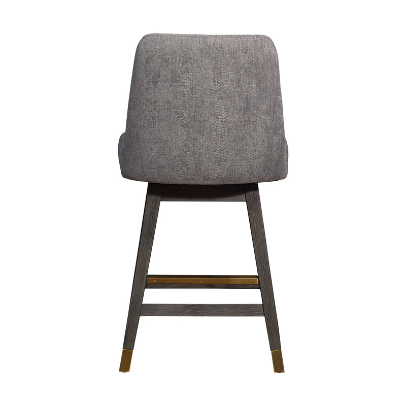 26" Taupe and Gray Solid Wood Counter Height Swivel Bar Chair Homeroots Living Room
