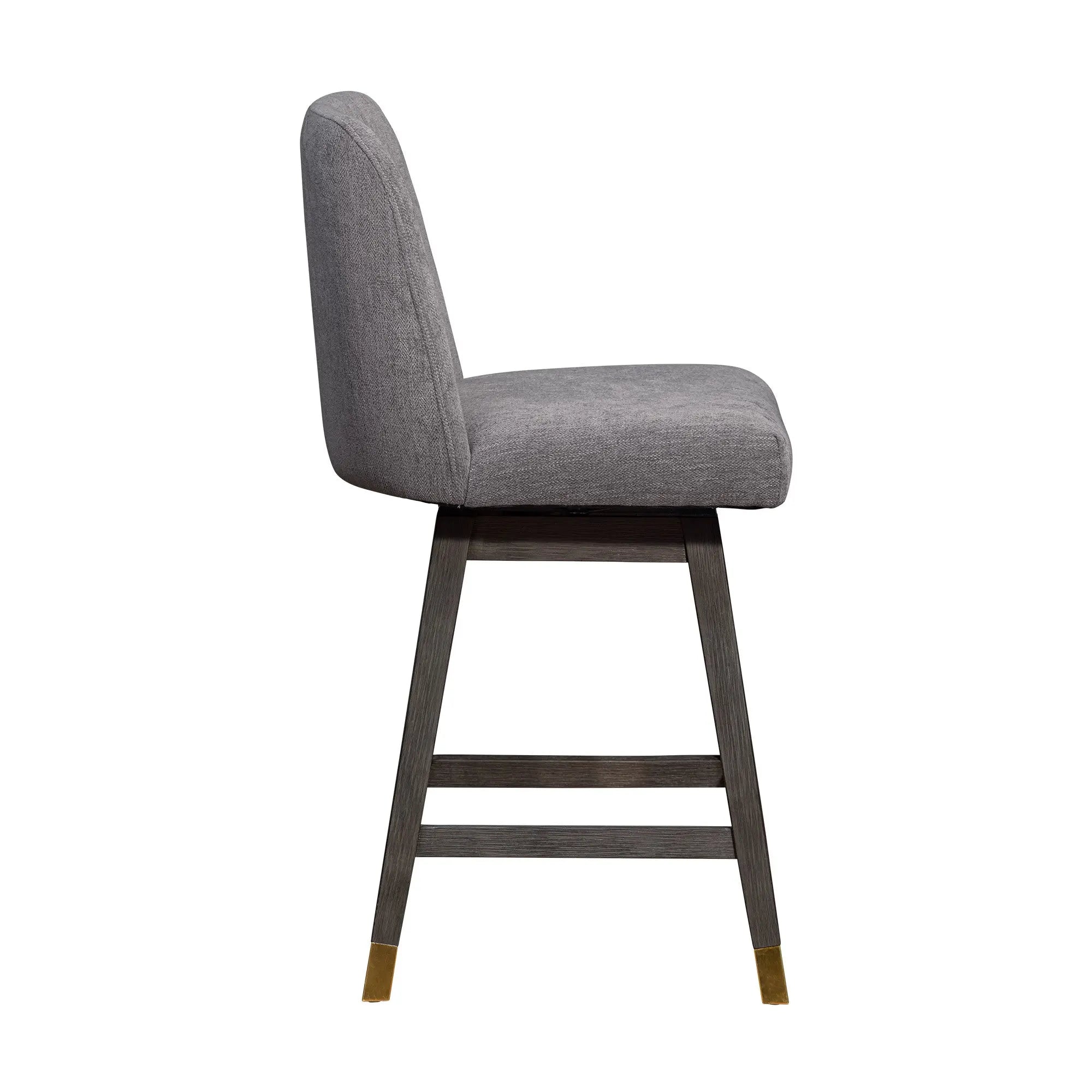 26" Taupe and Gray Solid Wood Counter Height Swivel Bar Chair Homeroots Living Room