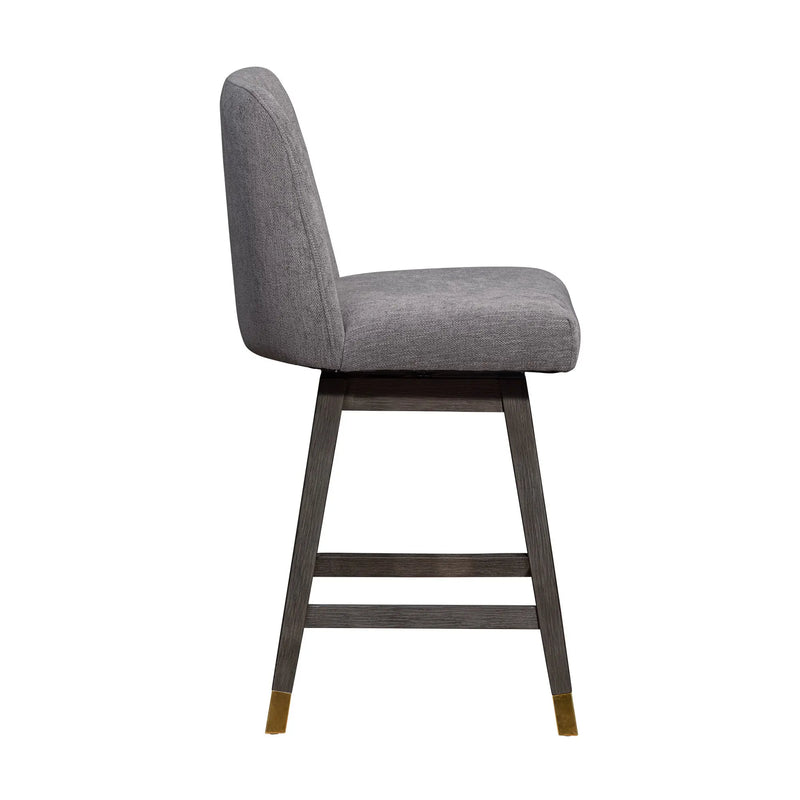 26" Taupe and Gray Solid Wood Counter Height Swivel Bar Chair Homeroots Living Room
