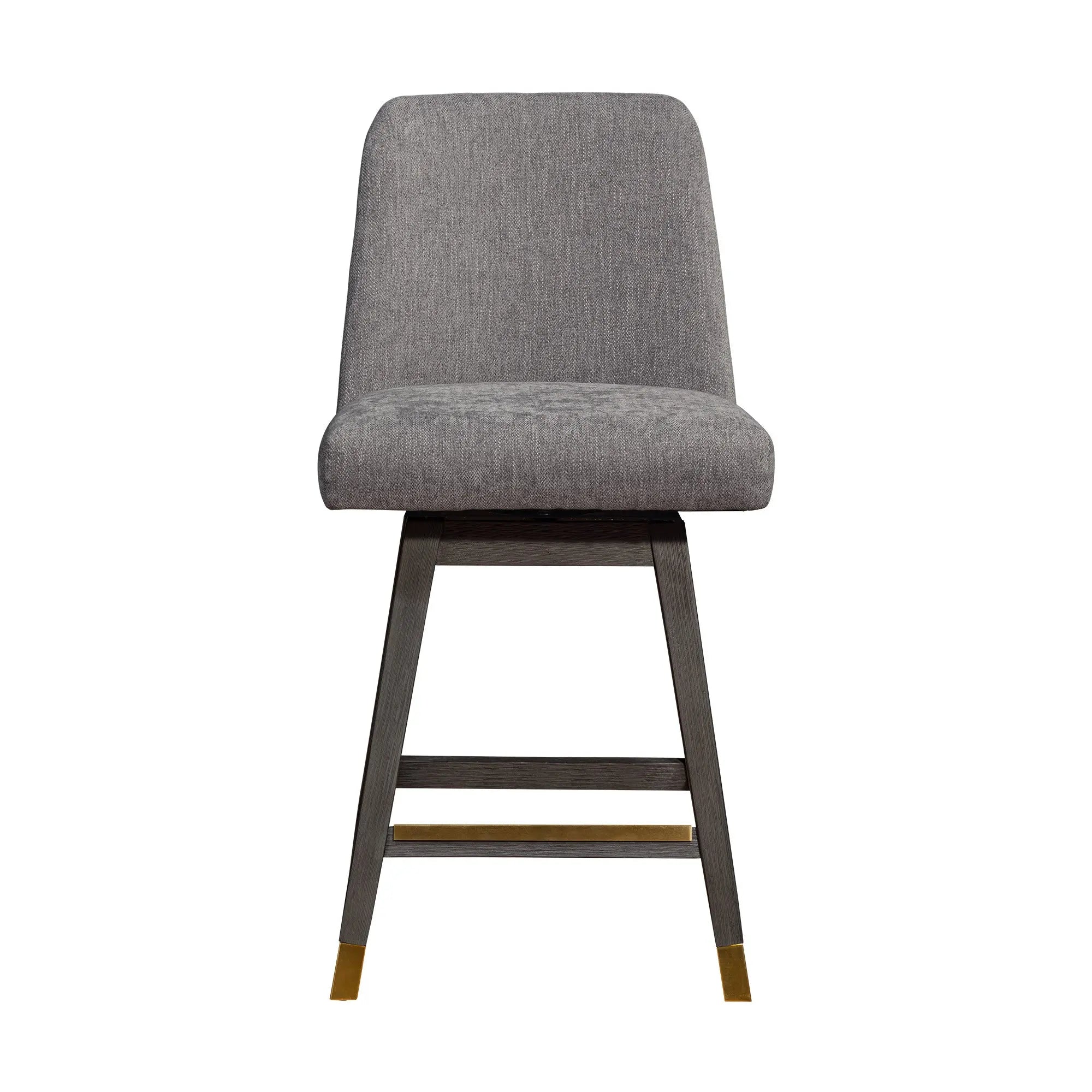 26" Taupe and Gray Solid Wood Counter Height Swivel Bar Chair Homeroots Living Room