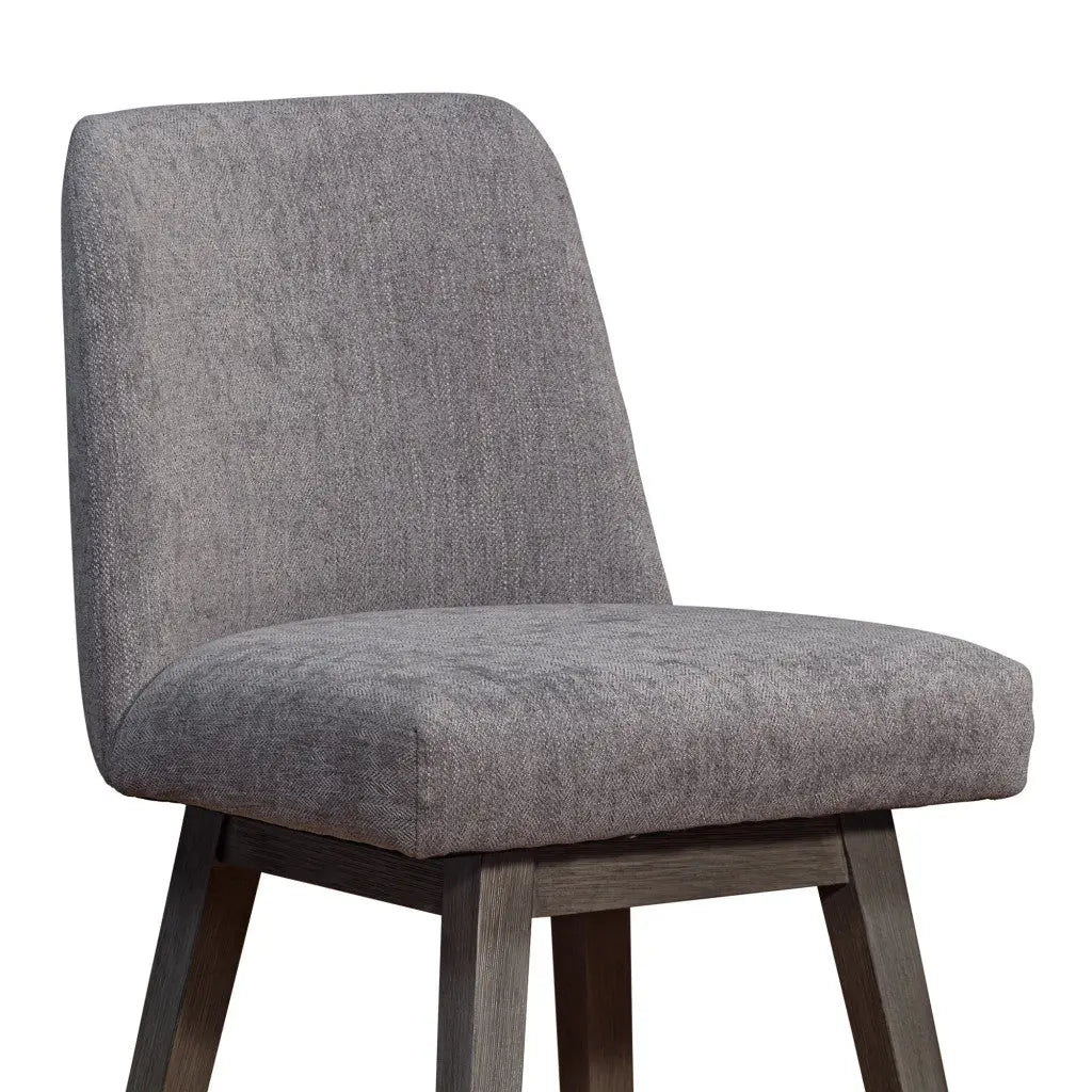 26" Taupe and Gray Solid Wood Counter Height Swivel Bar Chair Homeroots Living Room