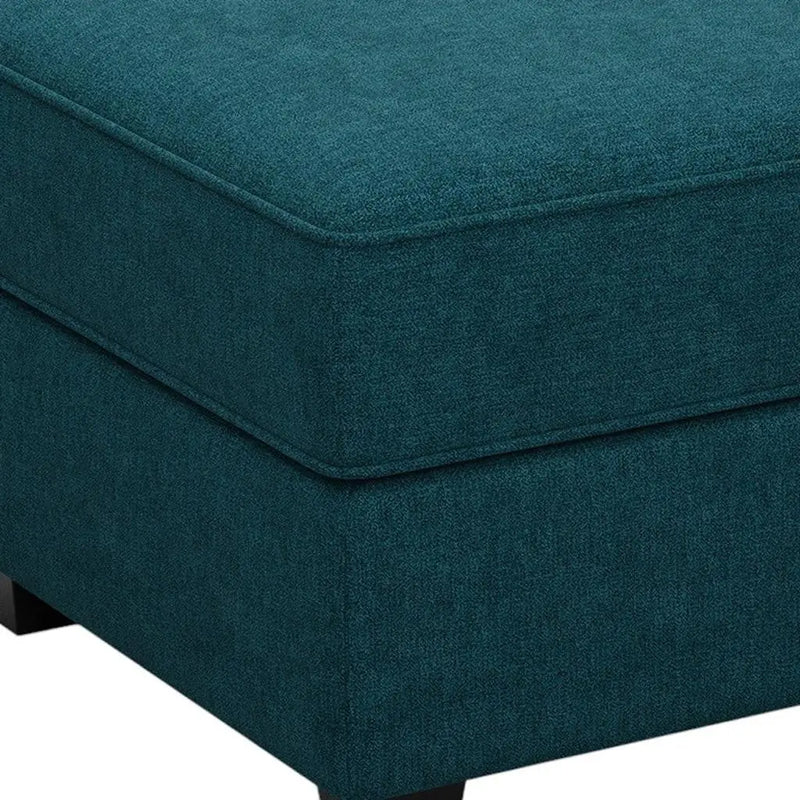 26" Teal Blue and Black Solid Wood and Microfiber Storage Ottoman Homeroots Living Room