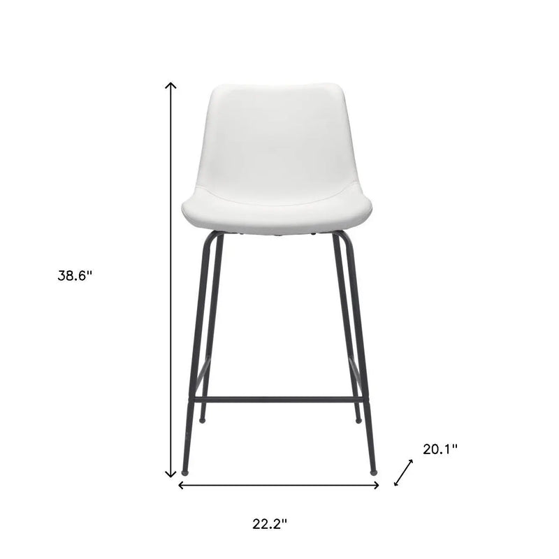 26" White And Black Steel Low Back Counter Height Bar Chair Homeroots Living Room