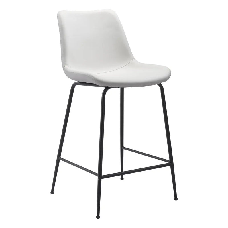 26" White And Black Steel Low Back Counter Height Bar Chair Homeroots Living Room