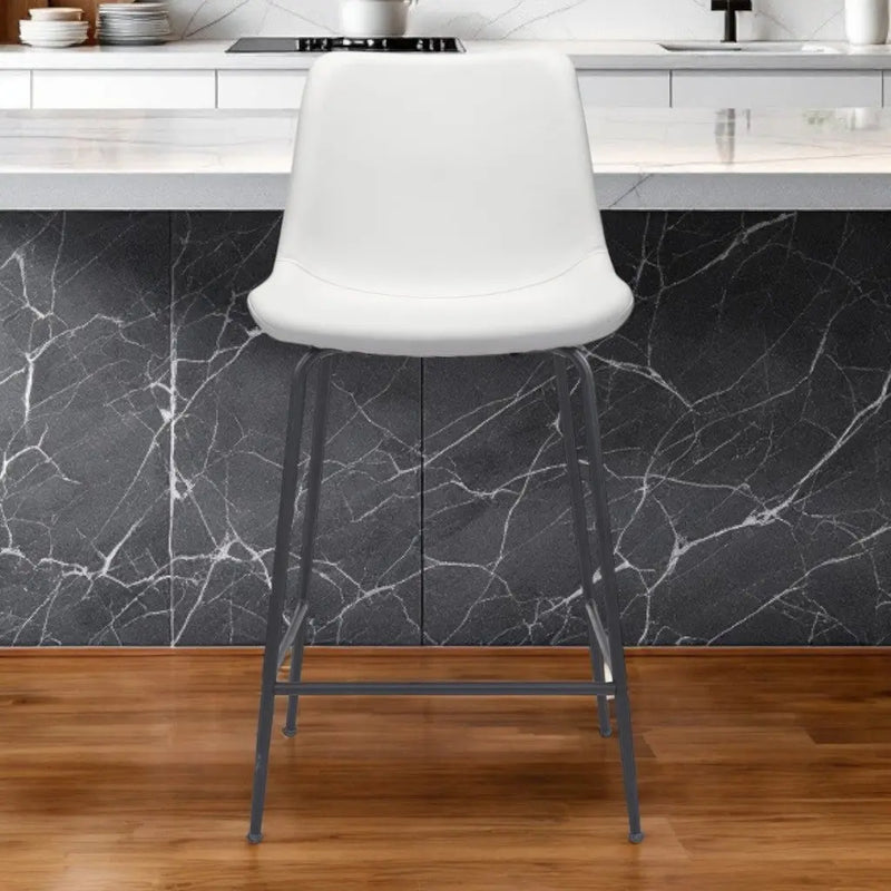 26" White And Black Steel Low Back Counter Height Bar Chair Homeroots Living Room