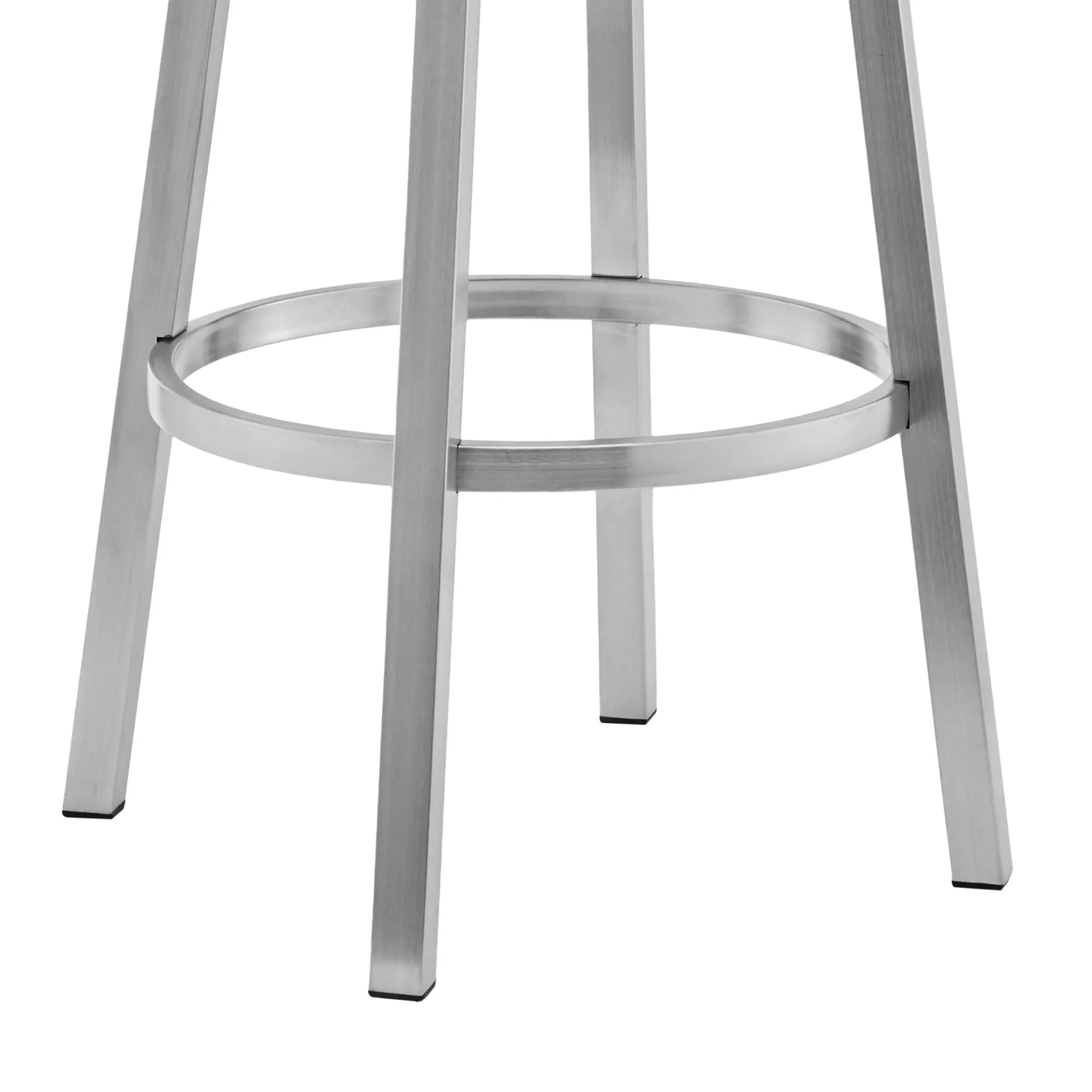 26" White And Silver Faux Leather And Stainless Steel Low Back Counter Height Swivel Bar Chair Homeroots Living Room