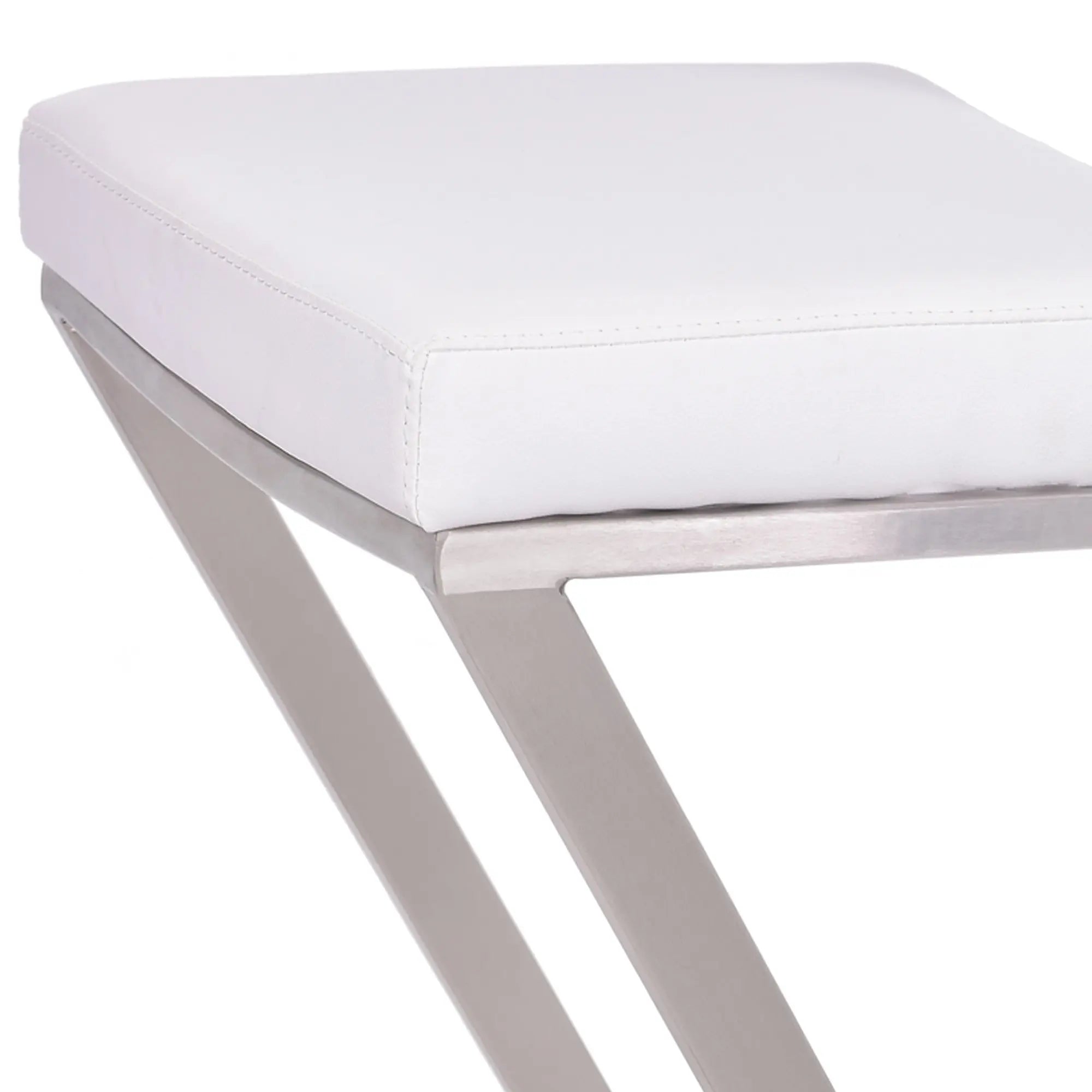 26" White And Silver Iron Backless Counter Height Bar Chair - GreatEagleInc