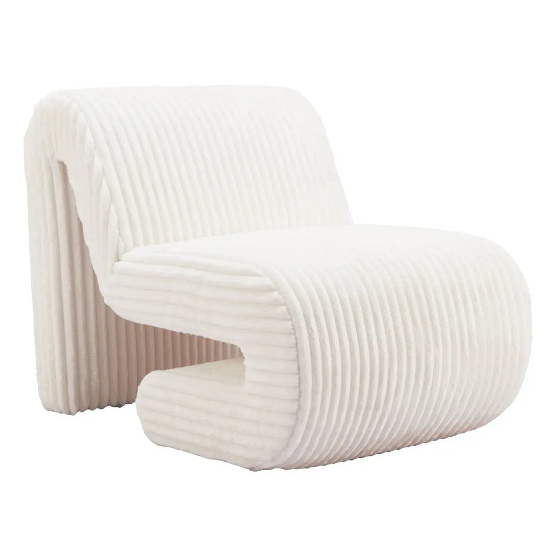 26" White Corduroy And Upholstered Lounge Chair Homeroots Living Room